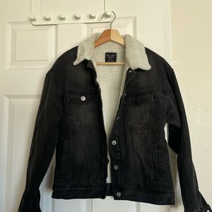 faux sherpa lined jean jacket